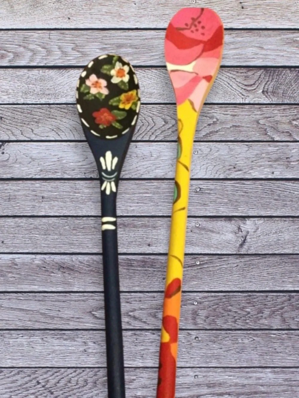 Hand painted decorative wooden spoons
